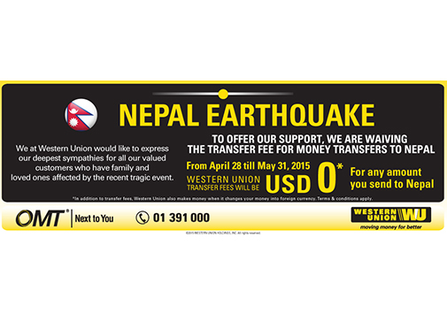 OMT - WESTERN UNION SUPPORT TO NEPAL EARTHQUAKE TRAGEDY
